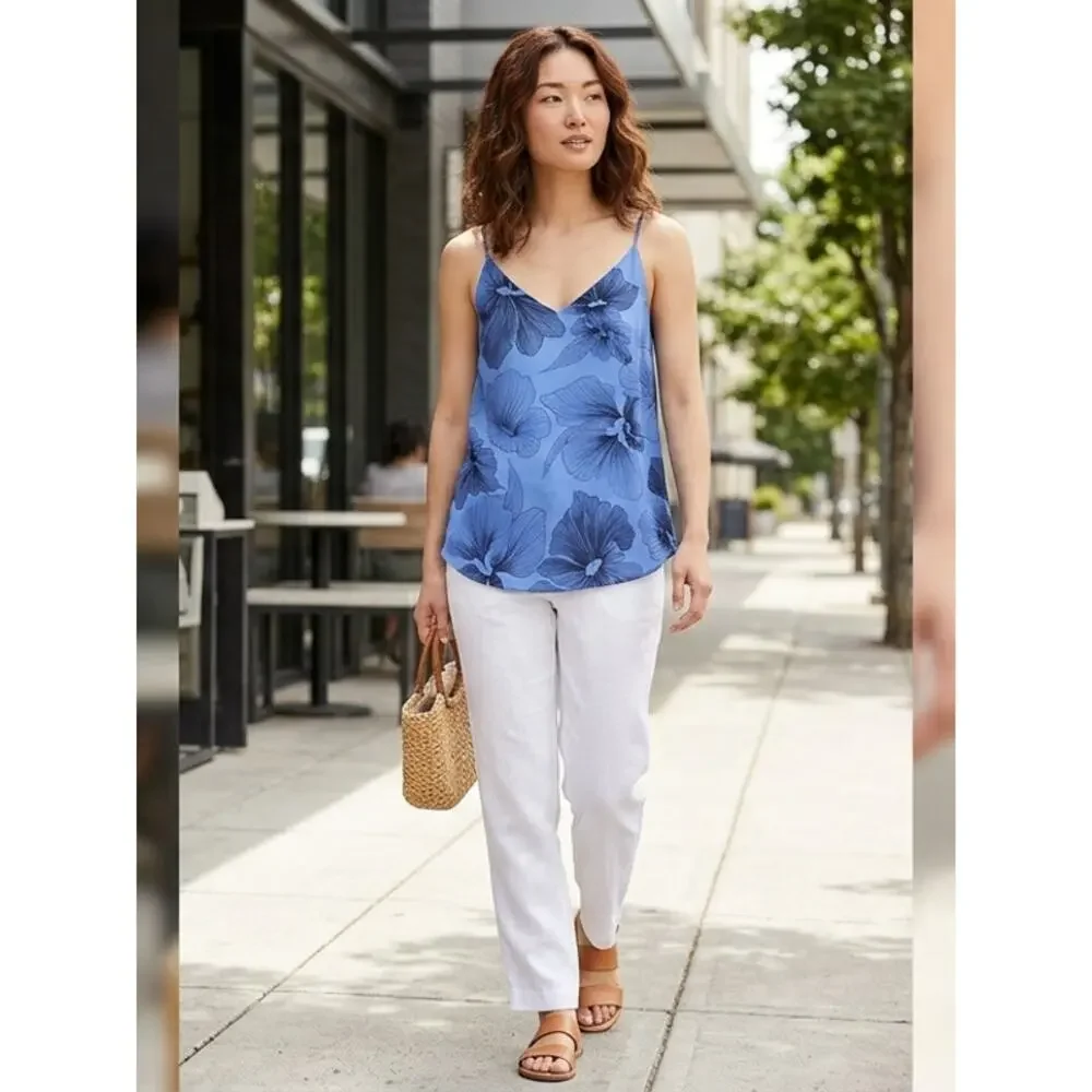 Loft Blue Floral Lightweight Tank Women Size M